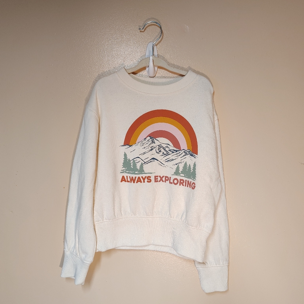Wonder Nation Sweatshirt Girls 6-6X Always Exploring Mountain Graphic Sweatshirt